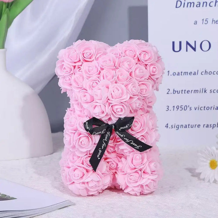 Teddy Bear Valentine'S Day Gift Creative Rose Bear Gift PE Flower Romantic Foam Bear Christmas Decorative Gift Mother'S Day