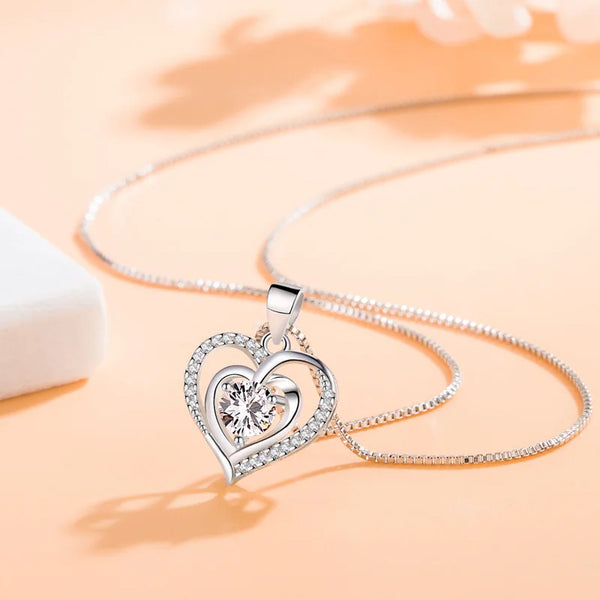 2022 Fashion 925 Sterling Silver Necklaces for Women Gifts Elegant Romantic Love Heart Lady Valentine'S Day Jewelry Gifts