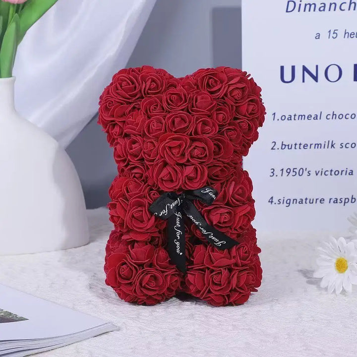 Teddy Bear Valentine'S Day Gift Creative Rose Bear Gift PE Flower Romantic Foam Bear Christmas Decorative Gift Mother'S Day