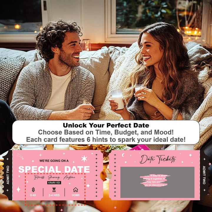 Date Ticket, 1 Box 42 Scratch off Date Ideas & Adventures for Couple, Romantic Date Tickets Anniversary Gift for Him Her, Tabletop Games, Gift Idea