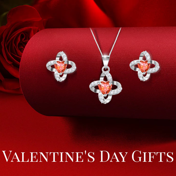 Preserved Real Rose with Necklace Earrings Set, Handmade Eternal Rose Flower Gifts for Anniversary Birthday Valentine'S Day