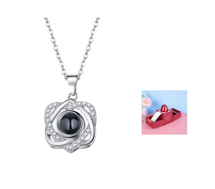Hot Valentine'S Day Gifts Metal Rose Jewelry Gift Box Necklace for Wedding Girlfriend Necklace Gifts