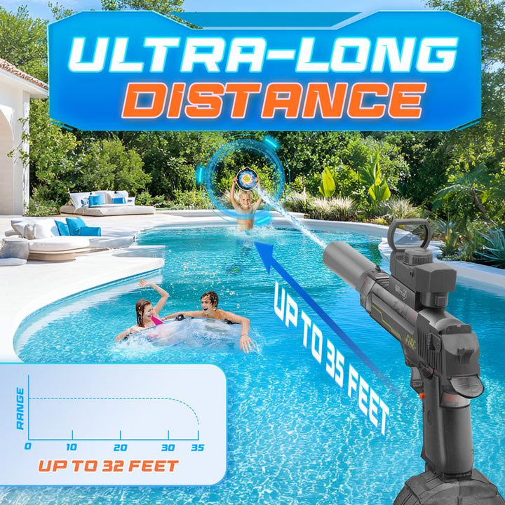 【Dealsforyoudays】Electric Water Shooter with LED Lights, Powerful Squirt Water Pistol for Kids/Aldults,Long Range Shoot Reach to 26-35Ft Outdoor Water Toy,High Powered IP67 Waterproof for Summer, Outdoor,Party,Birthday Giftp