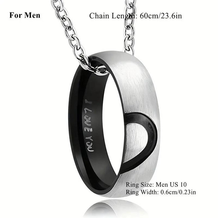 Matching Stainless Steel Ring Necklaces for Couples - Set of 2 - for Him and Her