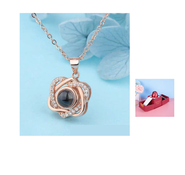 Hot Valentine'S Day Gifts Metal Rose Jewelry Gift Box Necklace for Wedding Girlfriend Necklace Gifts
