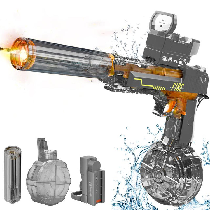 【Dealsforyoudays】Electric Water Shooter with LED Lights, Powerful Squirt Water Pistol for Kids/Aldults,Long Range Shoot Reach to 26-35Ft Outdoor Water Toy,High Powered IP67 Waterproof for Summer, Outdoor,Party,Birthday Giftp