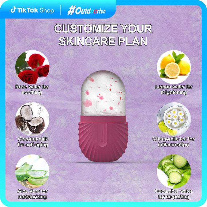 Facial Tool，Ice Molds for Face and Eyes, Beauty Ice Roller Tube, DIY Cooling Facial Cube for Face, Eyes, Swelling, Soothing & Joint Massage, Outdoorfun