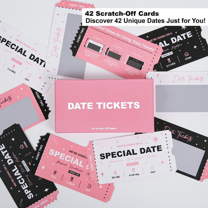 Date Ticket, 1 Box 42 Scratch off Date Ideas & Adventures for Couple, Romantic Date Tickets Anniversary Gift for Him Her, Tabletop Games, Gift Idea