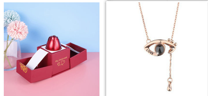 Hot Valentine'S Day Gifts Metal Rose Jewelry Gift Box Necklace for Wedding Girlfriend Necklace Gifts