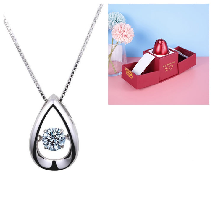 Hot Valentine'S Day Gifts Metal Rose Jewelry Gift Box Necklace for Wedding Girlfriend Necklace Gifts