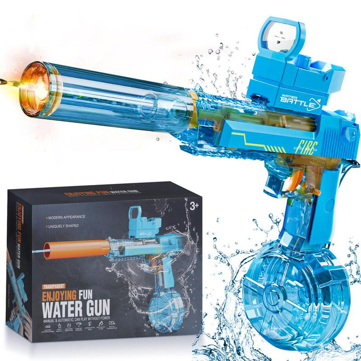 【Dealsforyoudays】Electric Water Shooter with LED Lights, Powerful Squirt Water Pistol for Kids/Aldults,Long Range Shoot Reach to 26-35Ft Outdoor Water Toy,High Powered IP67 Waterproof for Summer, Outdoor,Party,Birthday Giftp
