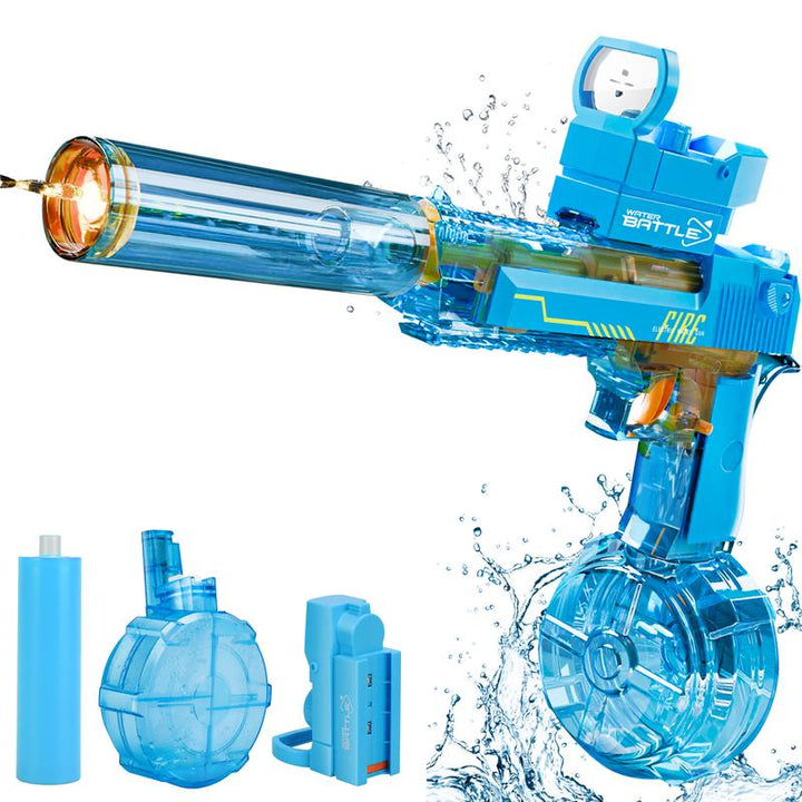 【Dealsforyoudays】Electric Water Shooter with LED Lights, Powerful Squirt Water Pistol for Kids/Aldults,Long Range Shoot Reach to 26-35Ft Outdoor Water Toy,High Powered IP67 Waterproof for Summer, Outdoor,Party,Birthday Giftp