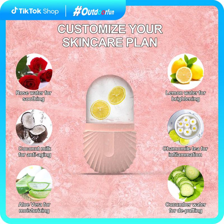 Facial Tool，Ice Molds for Face and Eyes, Beauty Ice Roller Tube, DIY Cooling Facial Cube for Face, Eyes, Swelling, Soothing & Joint Massage, Outdoorfun