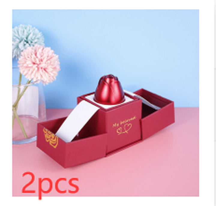 Hot Valentine'S Day Gifts Metal Rose Jewelry Gift Box Necklace for Wedding Girlfriend Necklace Gifts