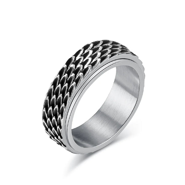 Dragon Scale Stainless Steel Anxiety Ring for Men Spinner for Anxiety Cool Ring Gifts for Him
