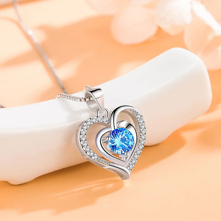 2022 Fashion 925 Sterling Silver Necklaces for Women Gifts Elegant Romantic Love Heart Lady Valentine'S Day Jewelry Gifts