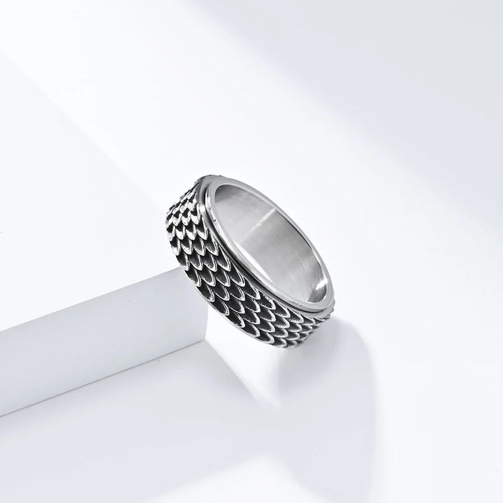 Dragon Scale Stainless Steel Anxiety Ring for Men Spinner for Anxiety Cool Ring Gifts for Him