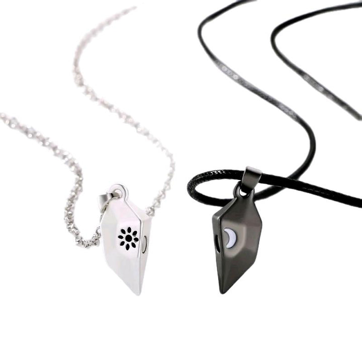 Magnetic Sun & Moon Heart Couple Necklaces