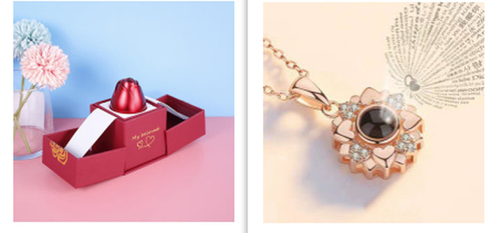Hot Valentine'S Day Gifts Metal Rose Jewelry Gift Box Necklace for Wedding Girlfriend Necklace Gifts