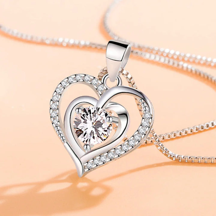 2022 Fashion 925 Sterling Silver Necklaces for Women Gifts Elegant Romantic Love Heart Lady Valentine'S Day Jewelry Gifts